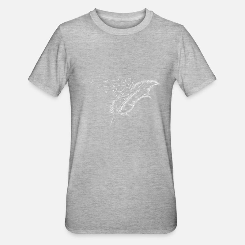 Feather bird fly drawn - Unisex Polycotton T-Shirt - heather grey