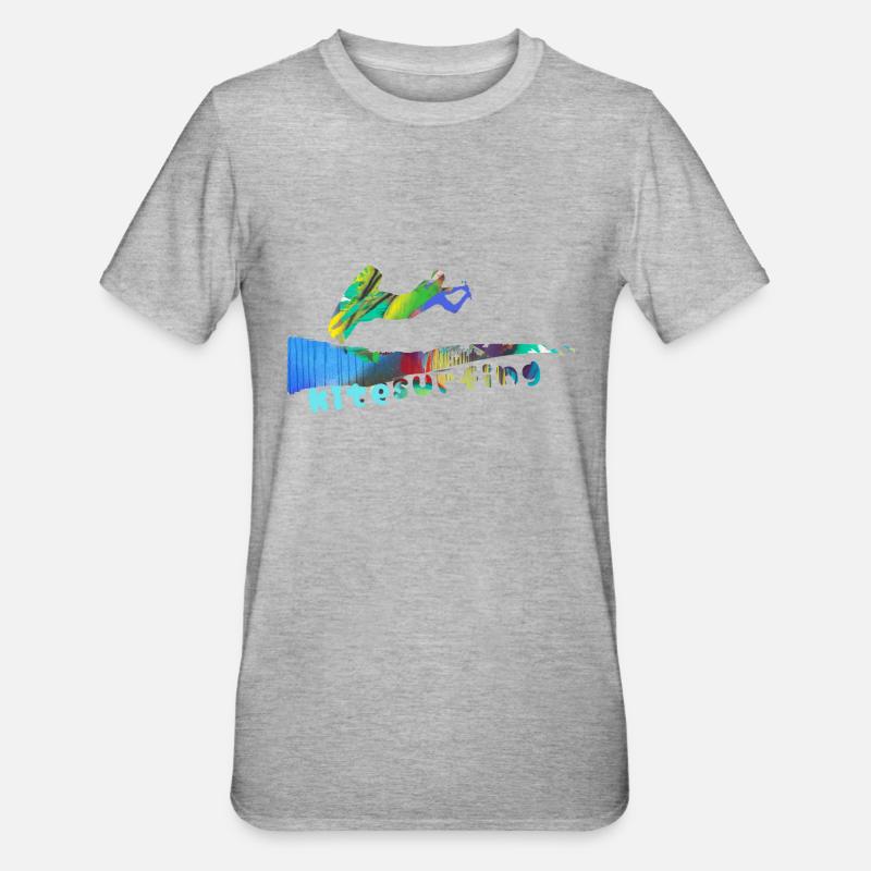 Kitesurf, surf, kitesurf, graffiti - T-shirt polycoton Unisexe - gris chiné