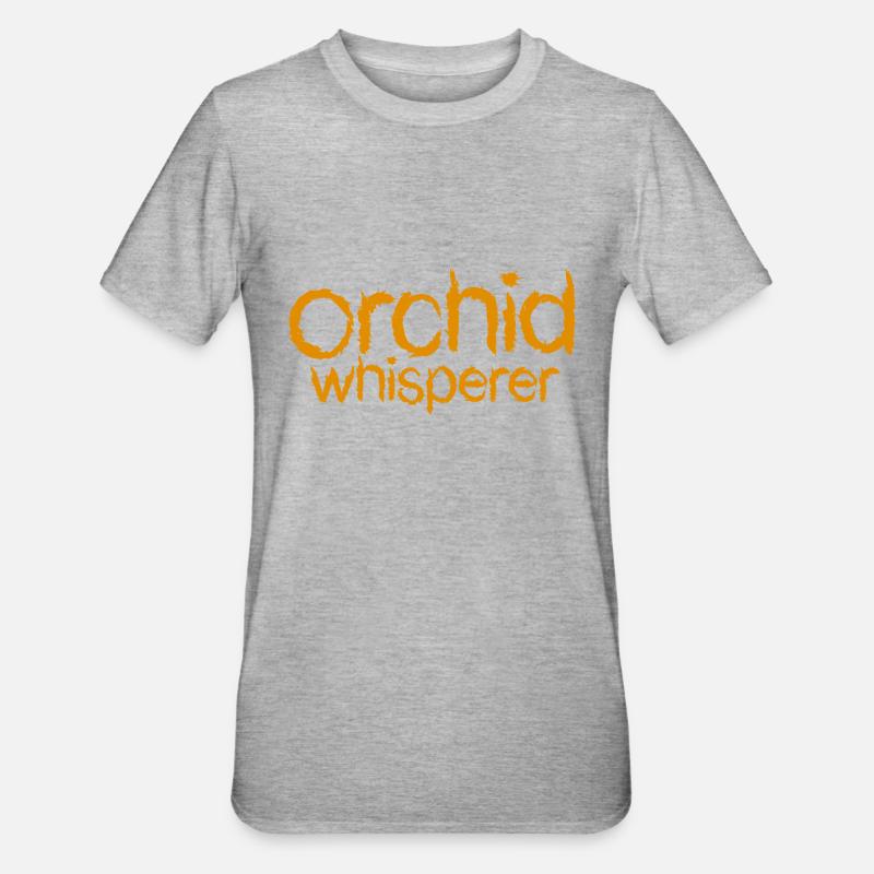 Orchideen Flüsterer Text - Unisex Polycotton T-Shirt - Grau meliert