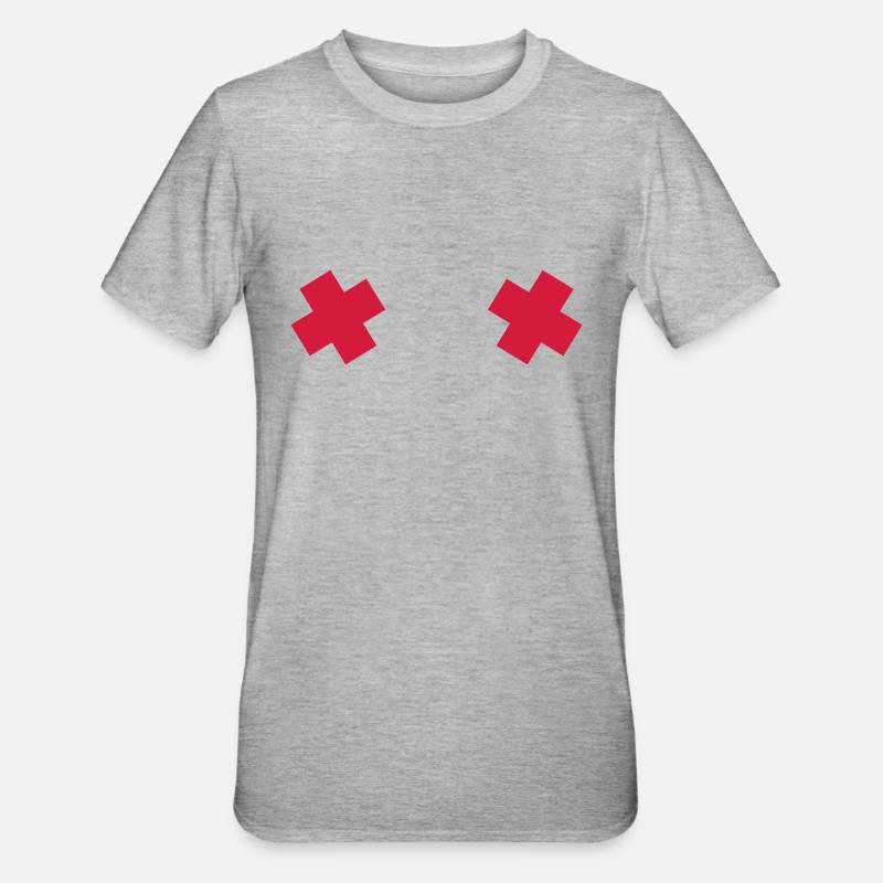Brüste - Unisex Polycotton T-Shirt - Grau meliert