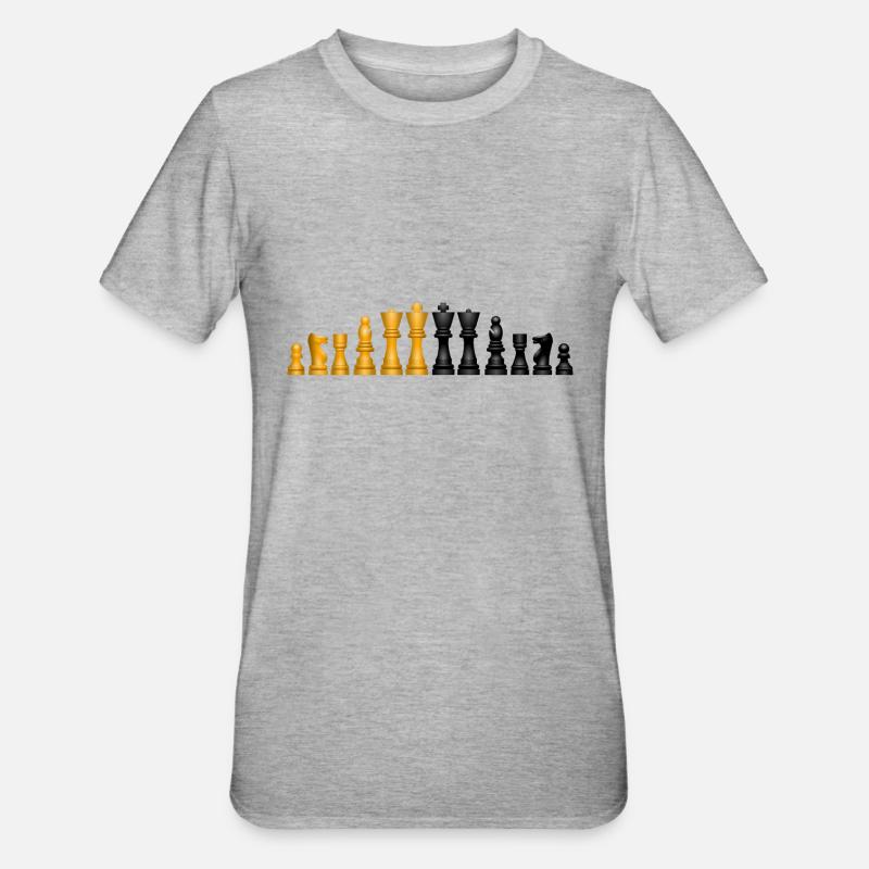 Pièces du jeu d'échecs - T-shirt polycoton Unisexe - gris chiné