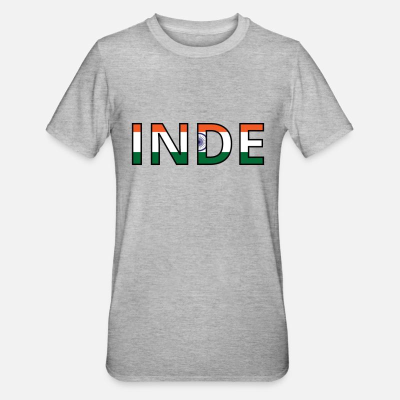 Drapeau Inde - T-shirt polycoton Unisexe - gris chiné