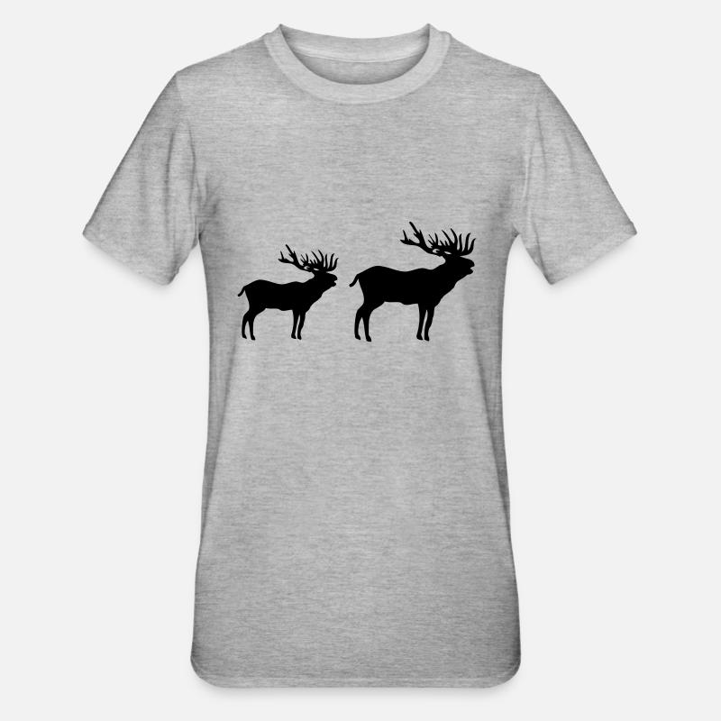 Silhouette de cerf - T-shirt polycoton Unisexe - gris chiné