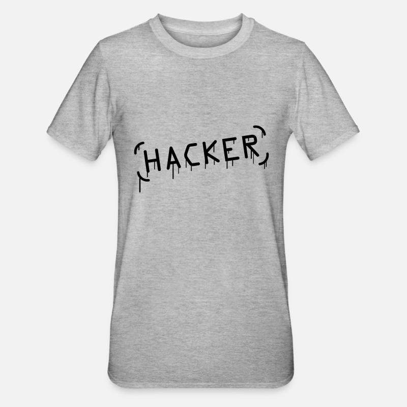 Hacker Graffiti - T-shirt polycoton Unisexe - gris chiné
