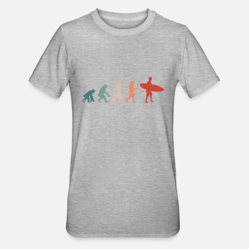 Surfen Surfer Retro Evolution - Unisex Polycotton T-Shirt - Grau meliert