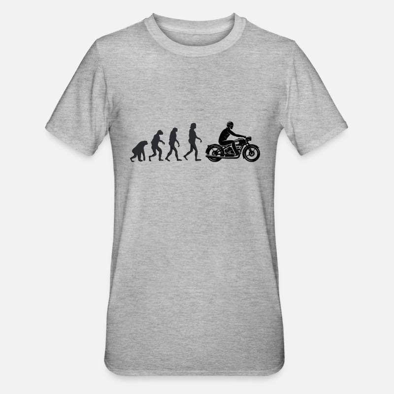 Biker - Human evolution - Unisex Polycotton T-Shirt - heather grey