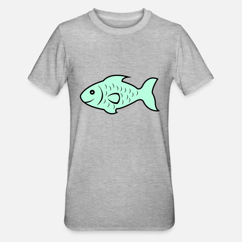 fish1 - Unisex Polycotton T-Shirt - Grau meliert