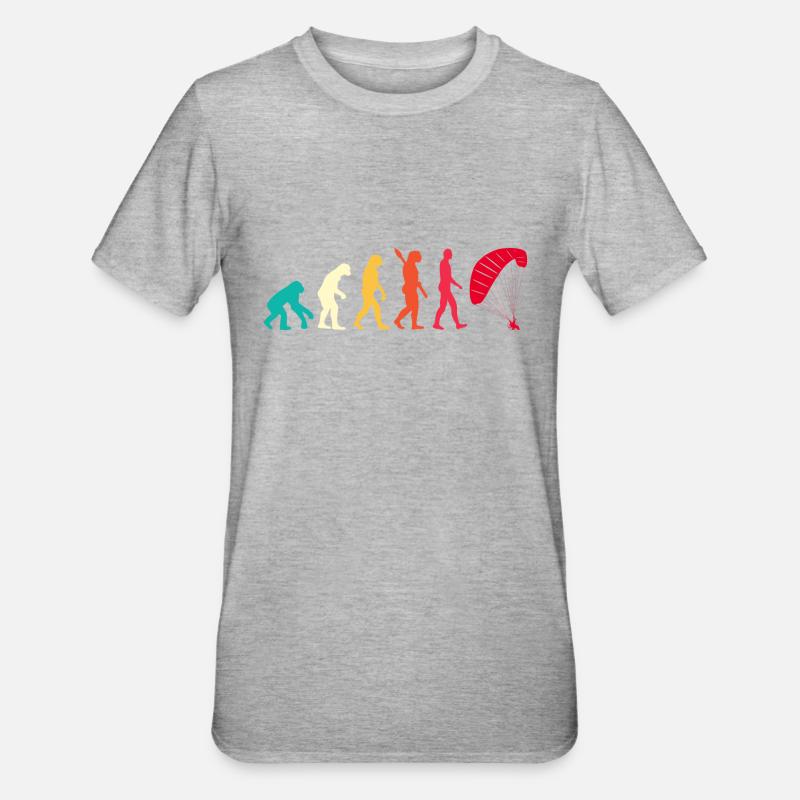 Evolution Graphic Paragliding Paraglider Skydiver - Unisex Polycotton T-Shirt - Grau meliert