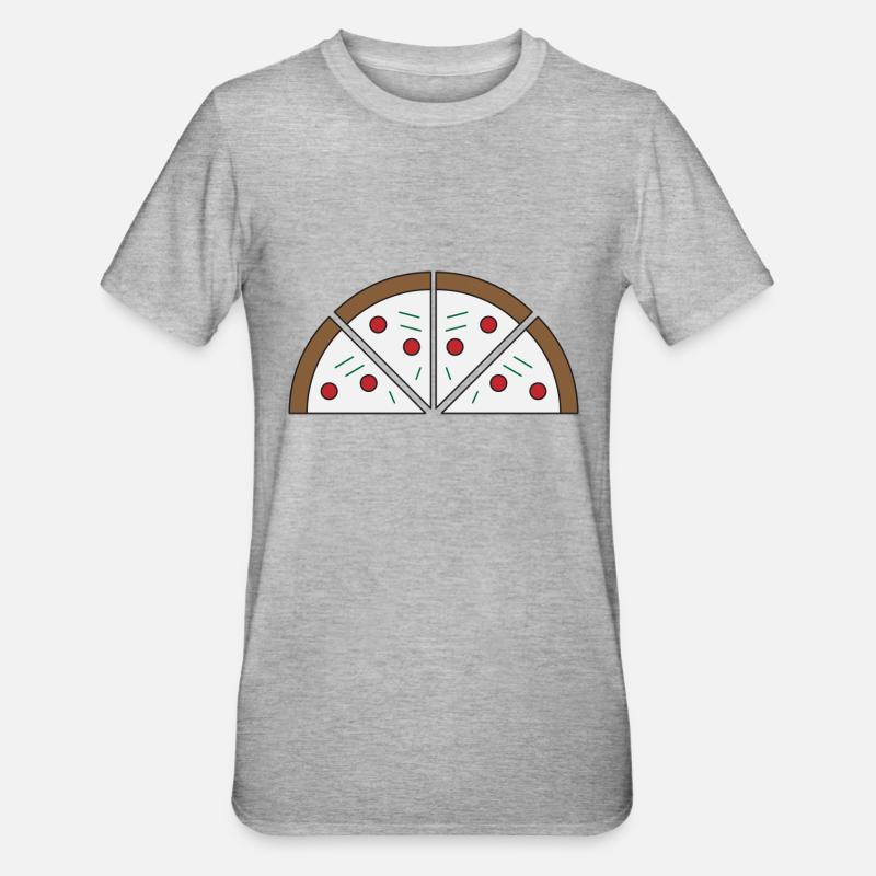Bild von einer Pizza - Unisex Polycotton T-Shirt - Grau meliert
