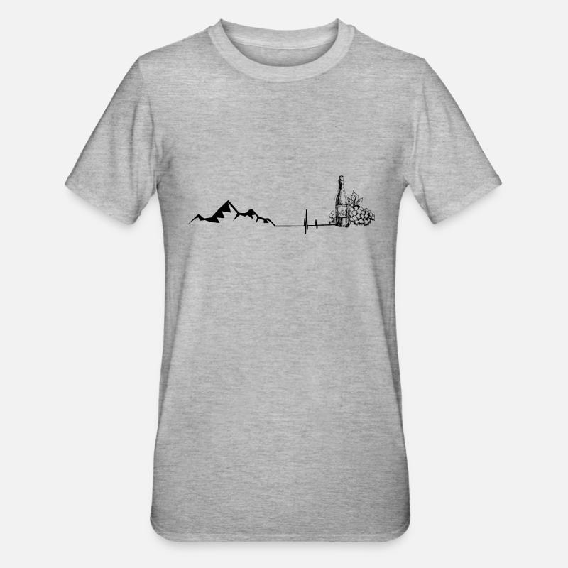 Palpitations - Wine - Mountain - (3) - Unisex Polycotton T-Shirt - heather grey