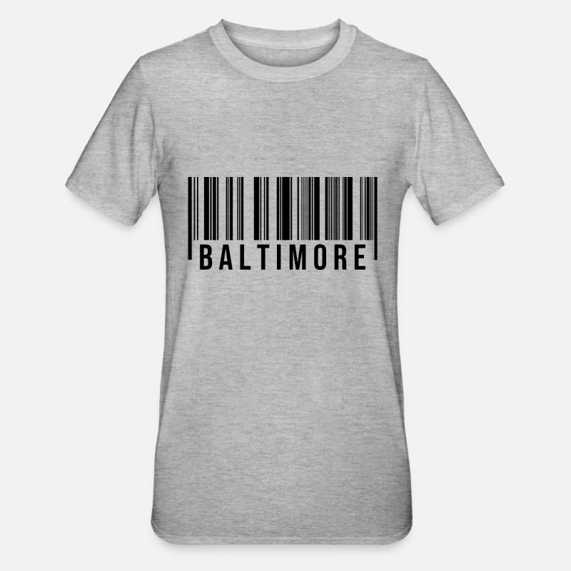 Baltimore Strichcode - Unisex Polycotton T-Shirt - Grau meliert