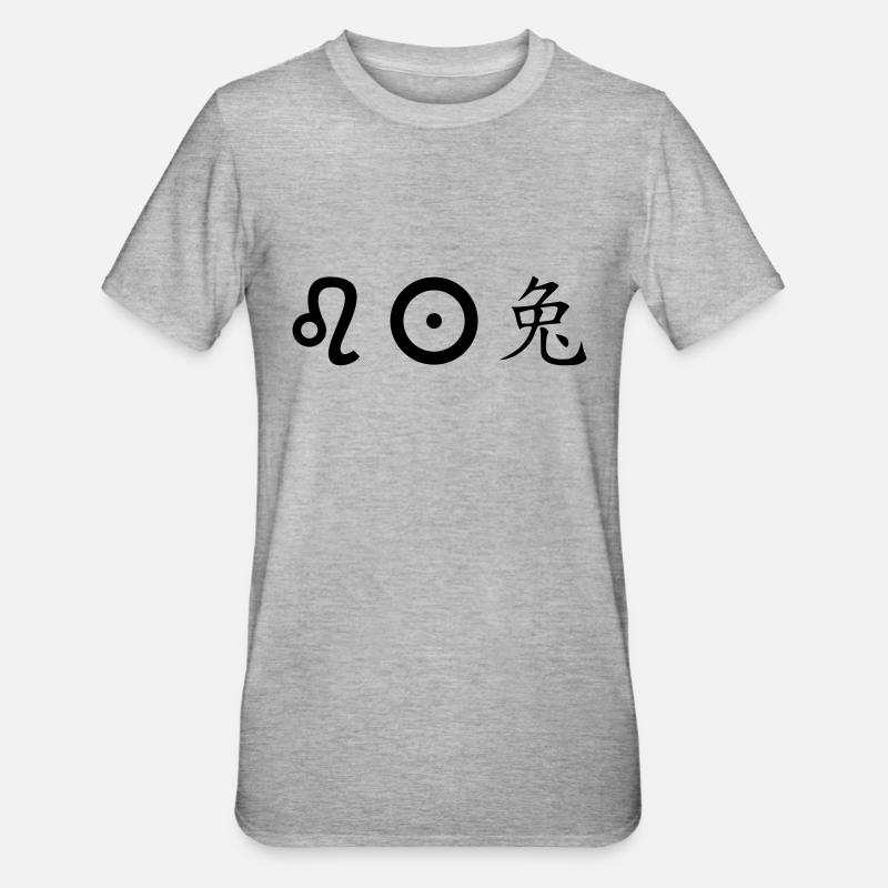 Lion, Soleil, Lapin - T-shirt polycoton Unisexe - gris chiné