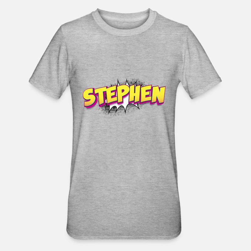 Stephen benutzerdefinierter Name Comic-Buch-Stil Pop-Art, - Unisex Polycotton T-Shirt - Grau meliert