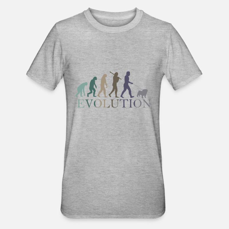 DIE EVOLUTION DES MOPSES - Unisex Polycotton T-Shirt - Grau meliert