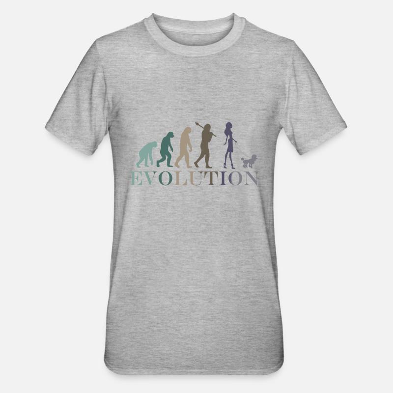 PUDEL EVOLUTION WEIBLICH - Unisex Polycotton T-Shirt - Grau meliert