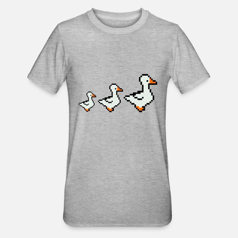 pixel enten - Unisex Polycotton T-Shirt - Grau meliert