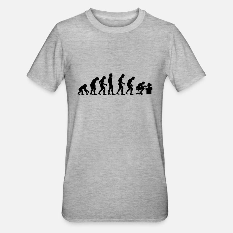 evolution - Unisex Polycotton T-Shirt - Grau meliert