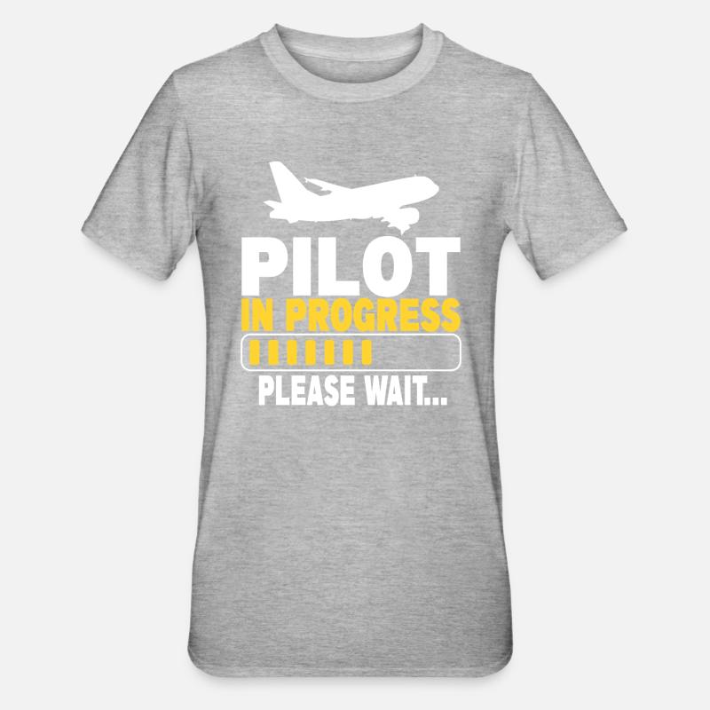 Pilot In Progress Please Wait - Unisex Polycotton T-Shirt - Grau meliert