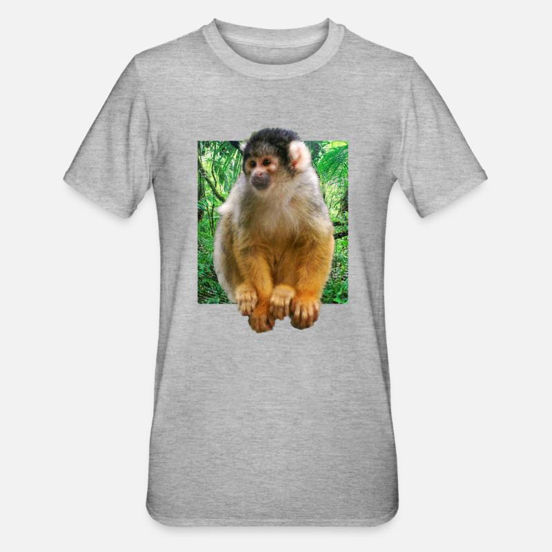 Crâne singe écureuil singe - T-shirt polycoton Unisexe - gris chiné