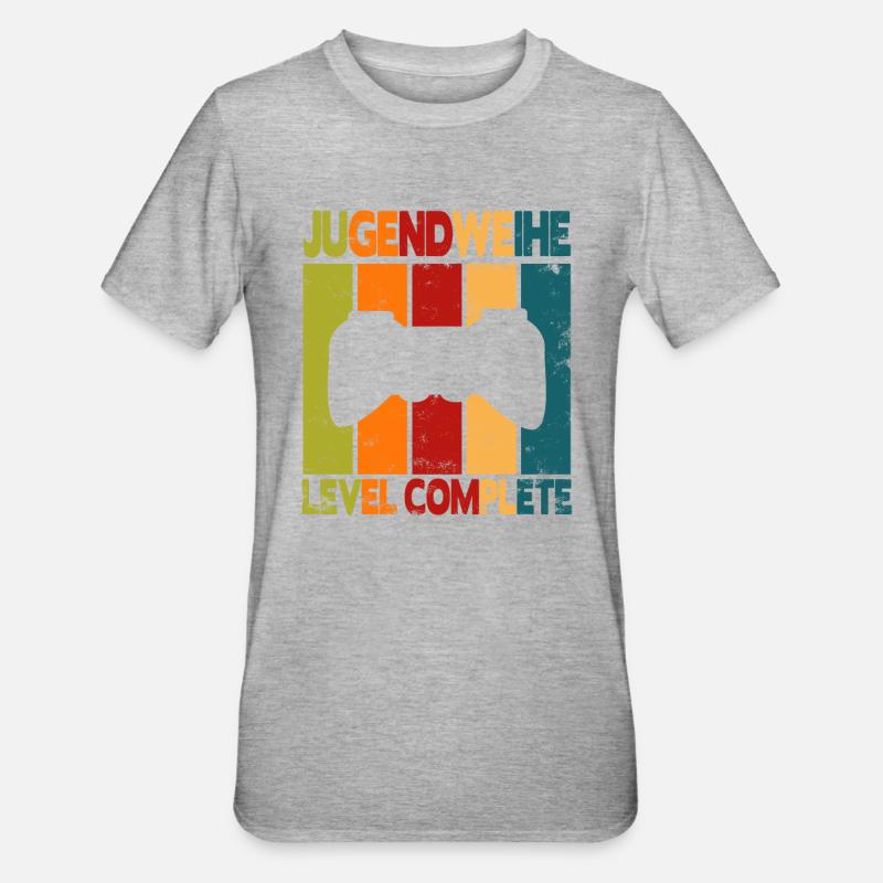 Jugendweihe Level Complete - Unisex Polycotton T-Shirt - Grau meliert