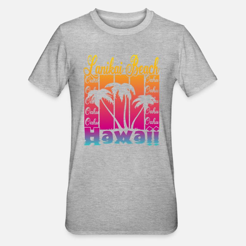 Lanikai Beach Oahu Hawaï - T-shirt polycoton Unisexe - gris chiné