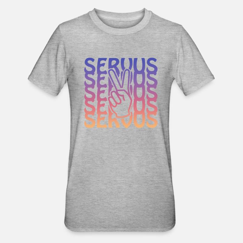 servus peace - Unisex Polycotton T-Shirt - Grau meliert