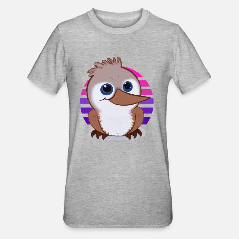 Kookaburra-tegning - Unisex Polycotton T-skjorte - gråmelert