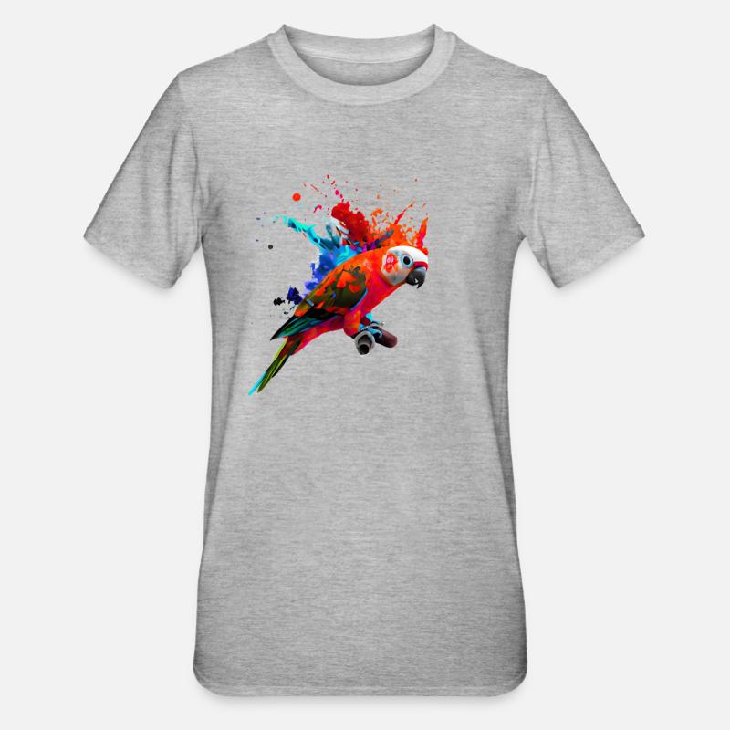 Papagei - Farbexplosion - Unisex Polycotton T-Shirt - Grau meliert