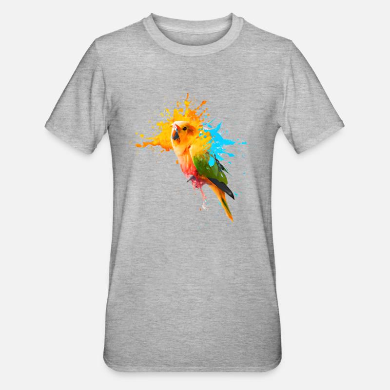 Papagei - Farbexplosion - Unisex Polycotton T-Shirt - Grau meliert