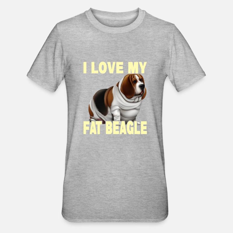 J’aime mon gros beagle - T-shirt polycoton Unisexe - gris chiné