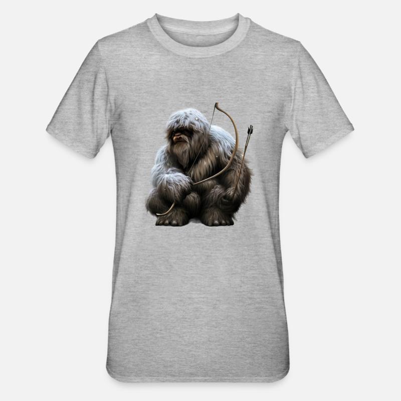 Yéti avec arc et flèches - T-shirt polycoton Unisexe - gris chiné