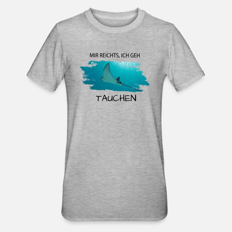 Tauchen Rochen - Unisex Polycotton T-Shirt - Grau meliert
