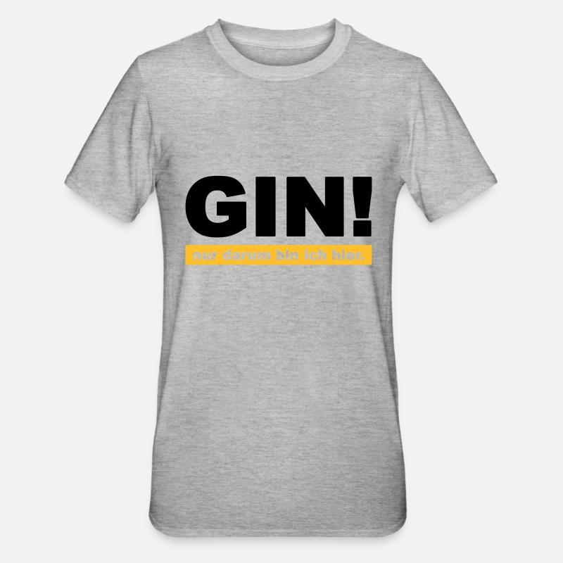 Gin, #gin, - Unisex Polycotton T-Shirt - Grau meliert