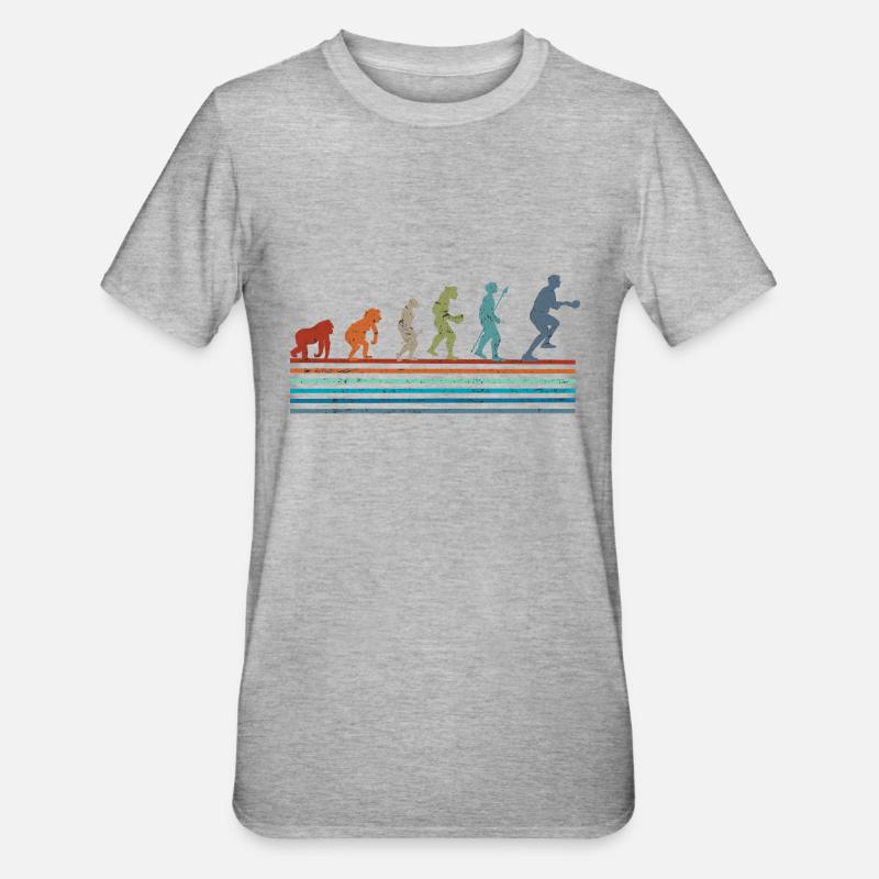 Évolution rétro vintage ping-pong - T-shirt polycoton Unisexe - gris chiné