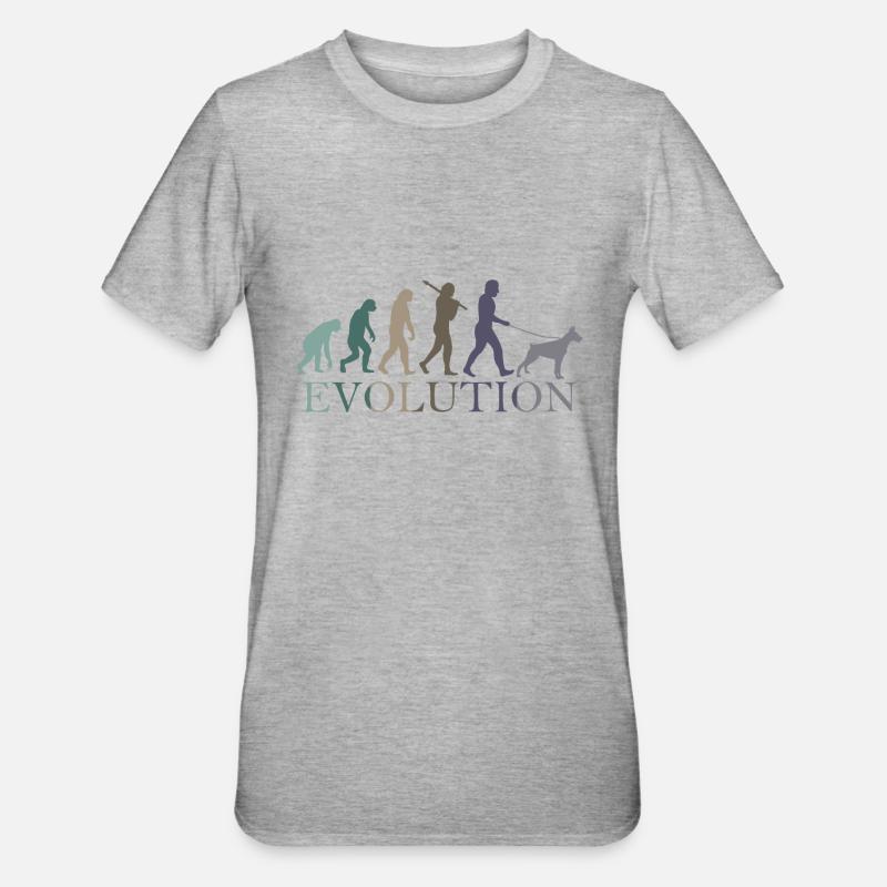L’évolution du DOBERMAN - T-shirt polycoton Unisexe - gris chiné