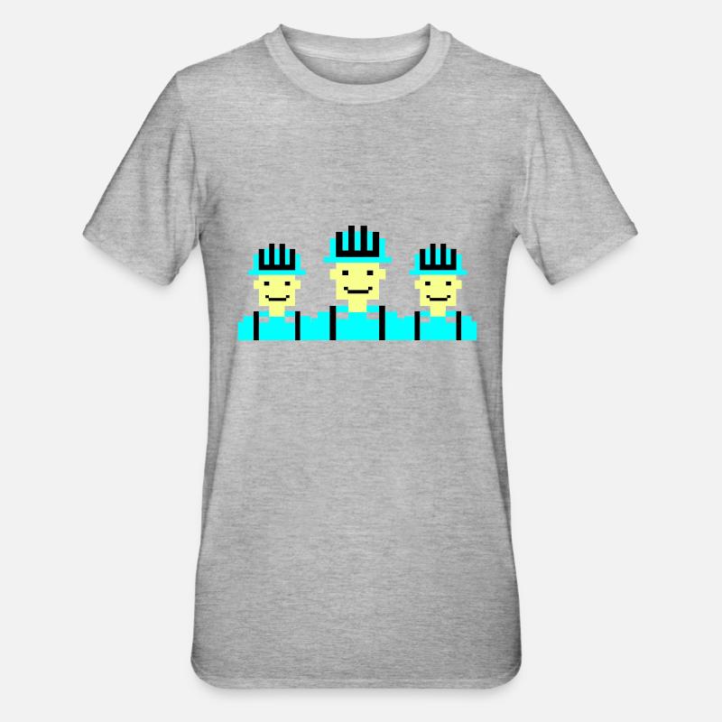 bauarbeiter pixel 02 - Unisex Polycotton T-Shirt - Grau meliert