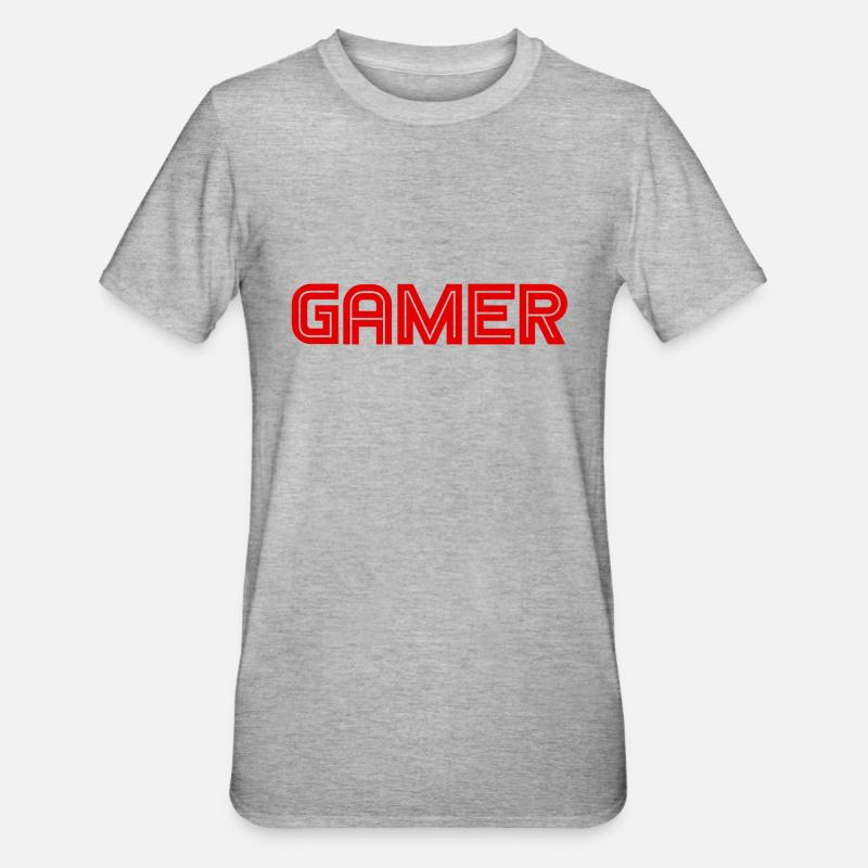 Gamer - Games - PC - Computerspiele - Unisex Polycotton T-Shirt - Grau meliert