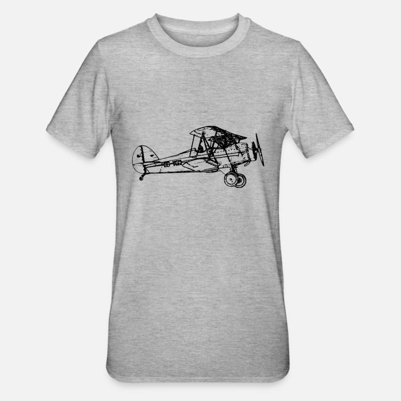 Biplan d’aéronef - T-shirt polycoton Unisexe - gris chiné