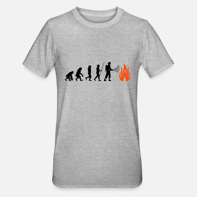 Évolution des pompiers - T-shirt polycoton Unisexe - gris chiné