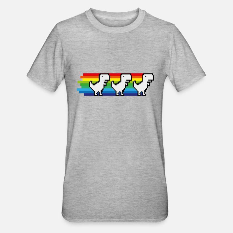 Chrome Dino Dance - T-shirt polycoton Unisexe - gris chiné