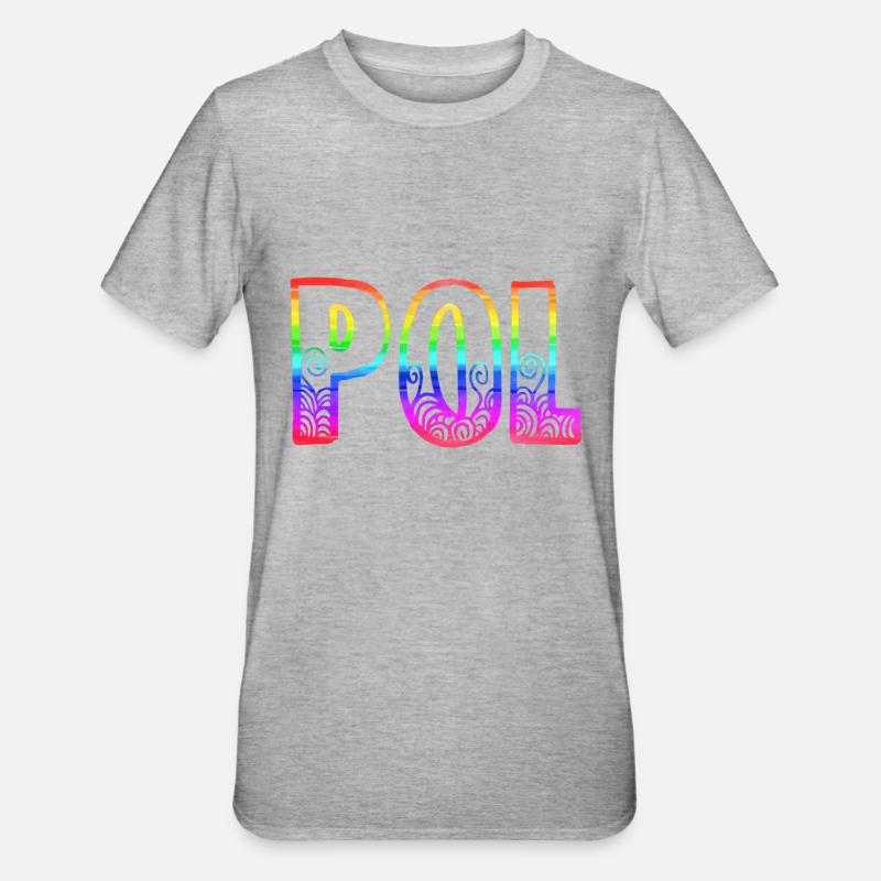 pol rs regenbogen - Unisex Polycotton T-Shirt - Grau meliert