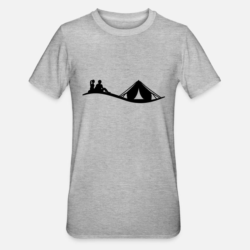 Freizeit - Camping - Unisex Polycotton T-Shirt - Grau meliert