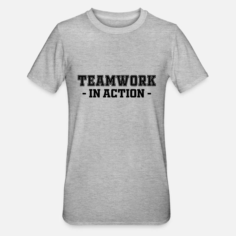 teamworkinaction - Unisex Polycotton T-Shirt - Grau meliert