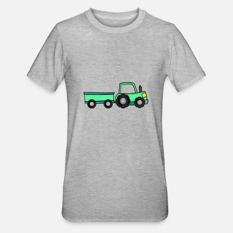 Traktor mit Anhänger - Unisex Polycotton T-Shirt - Grau meliert