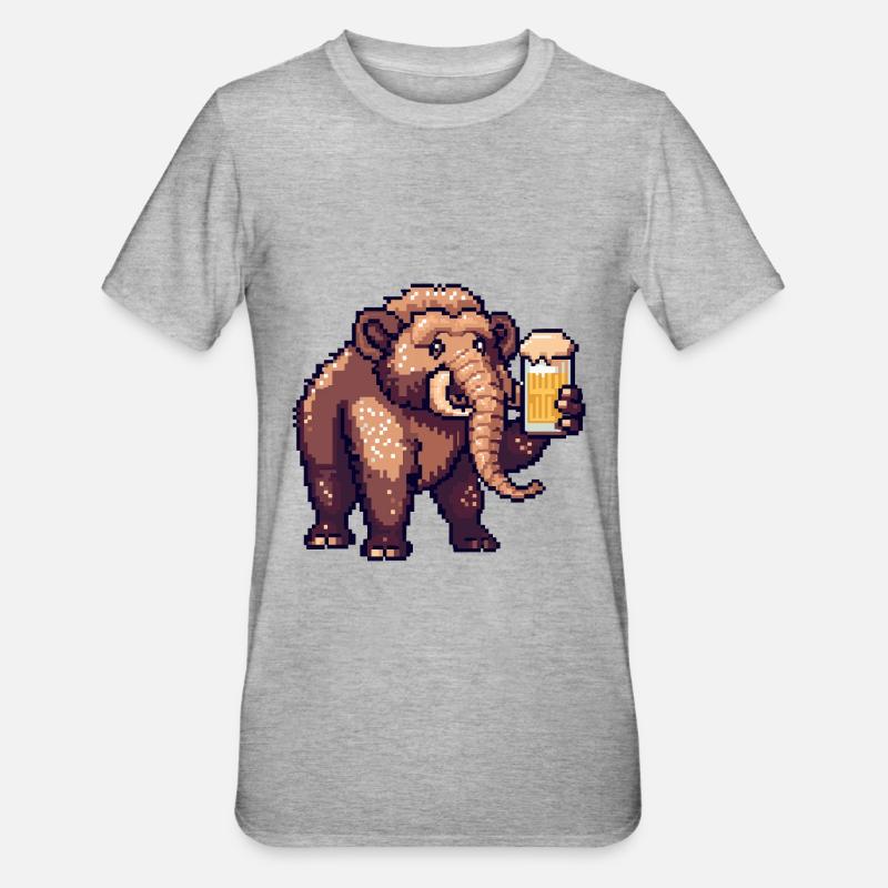 Mammut Pixel Bier - Unisex Polycotton T-Shirt - Grau meliert