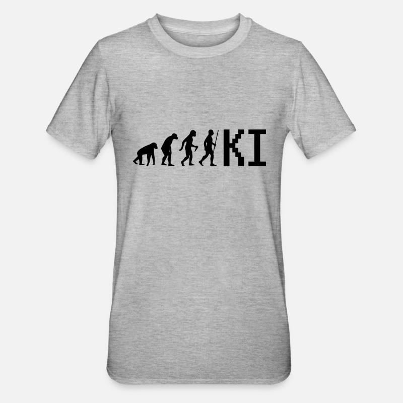 Evolution Computer Geschenk KI - Unisex Polycotton T-Shirt - Grau meliert