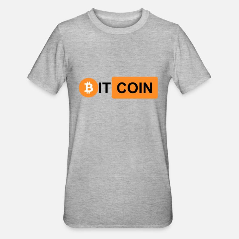 Krypto Bitcoin BTC prn 3 - Unisex Polycotton T-Shirt - Grau meliert