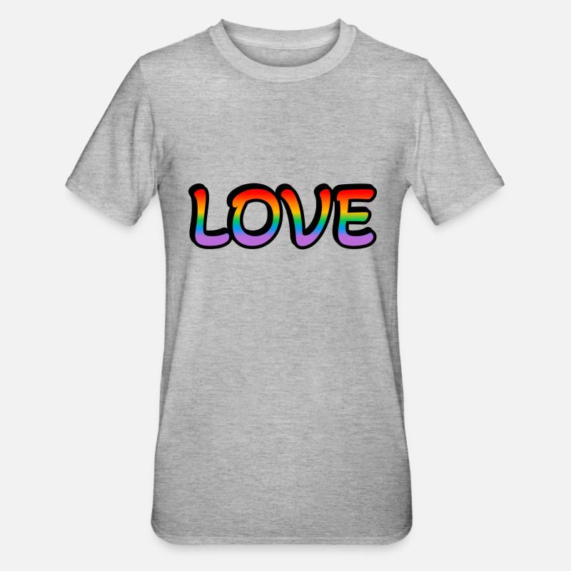 Retro Regenbogen Liebe - Unisex Polycotton T-Shirt - Grau meliert