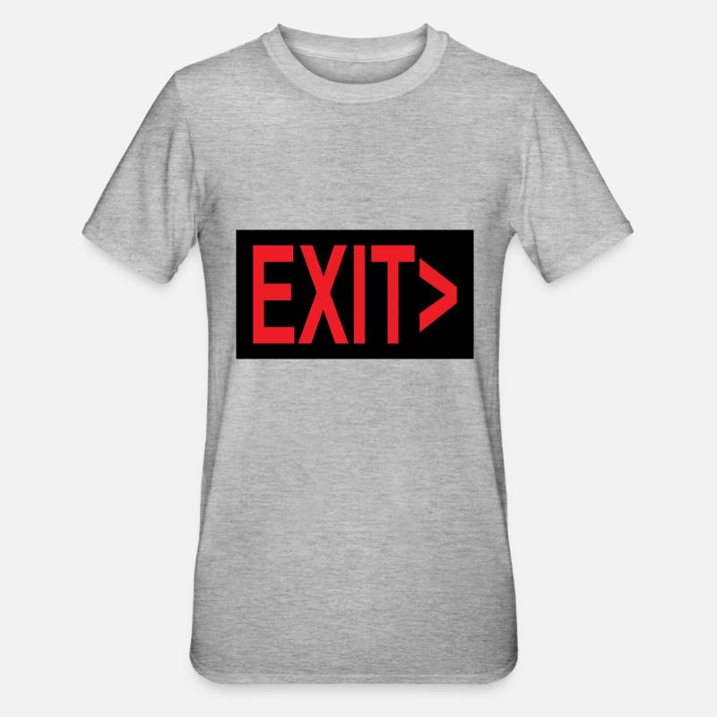 Exit / Exit / Emergency Exit - Unisex Polycotton T-Shirt - heather grey