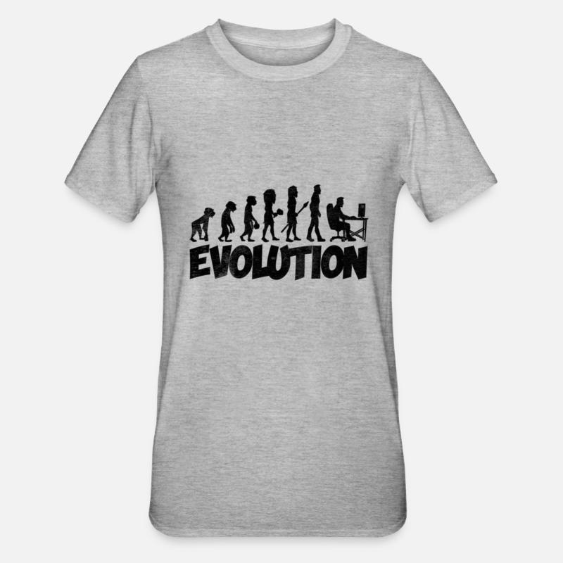 Computer Nerd Evolution - Unisex Polycotton T-Shirt - Grau meliert